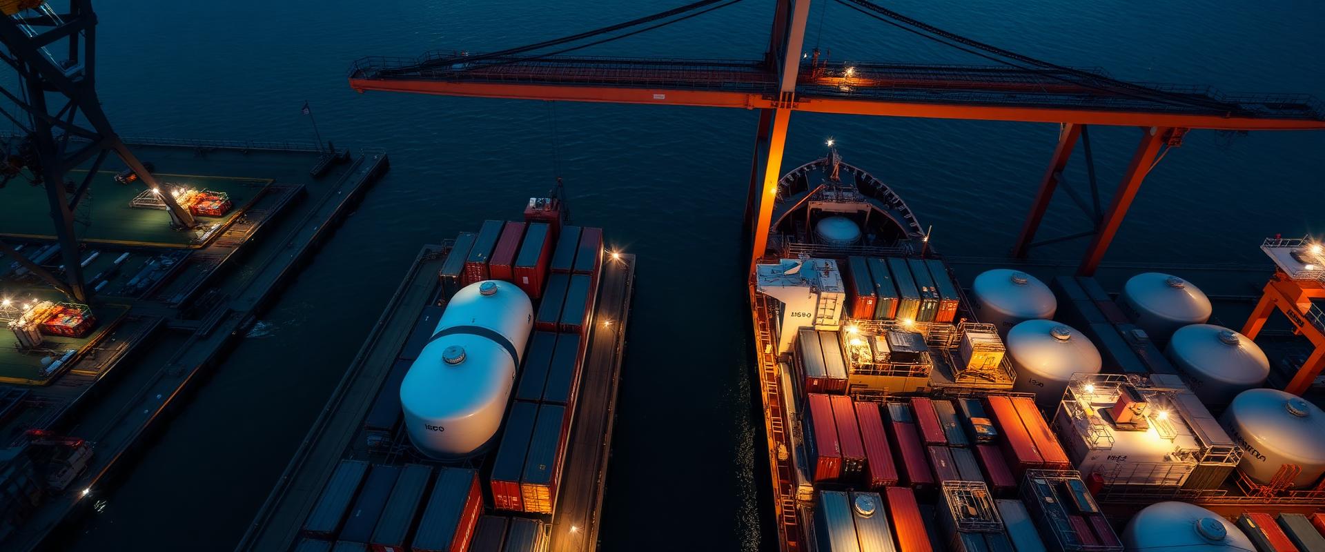 ISO tank containers at industrial port